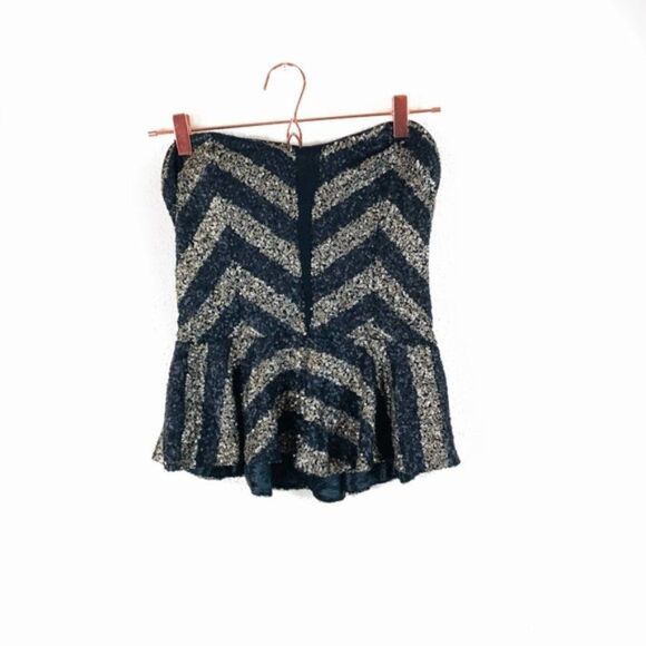 EUC Francesca’s Black Sequined Bustier Top Medium - Picture 1 of 5